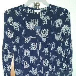 Navy blue elephant print dress sz S